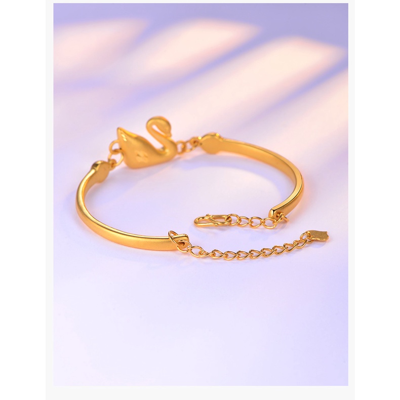 Gelang Bentuk Angsa 3D Bahan Stainless Steel Lapis Emas Untuk Wanita