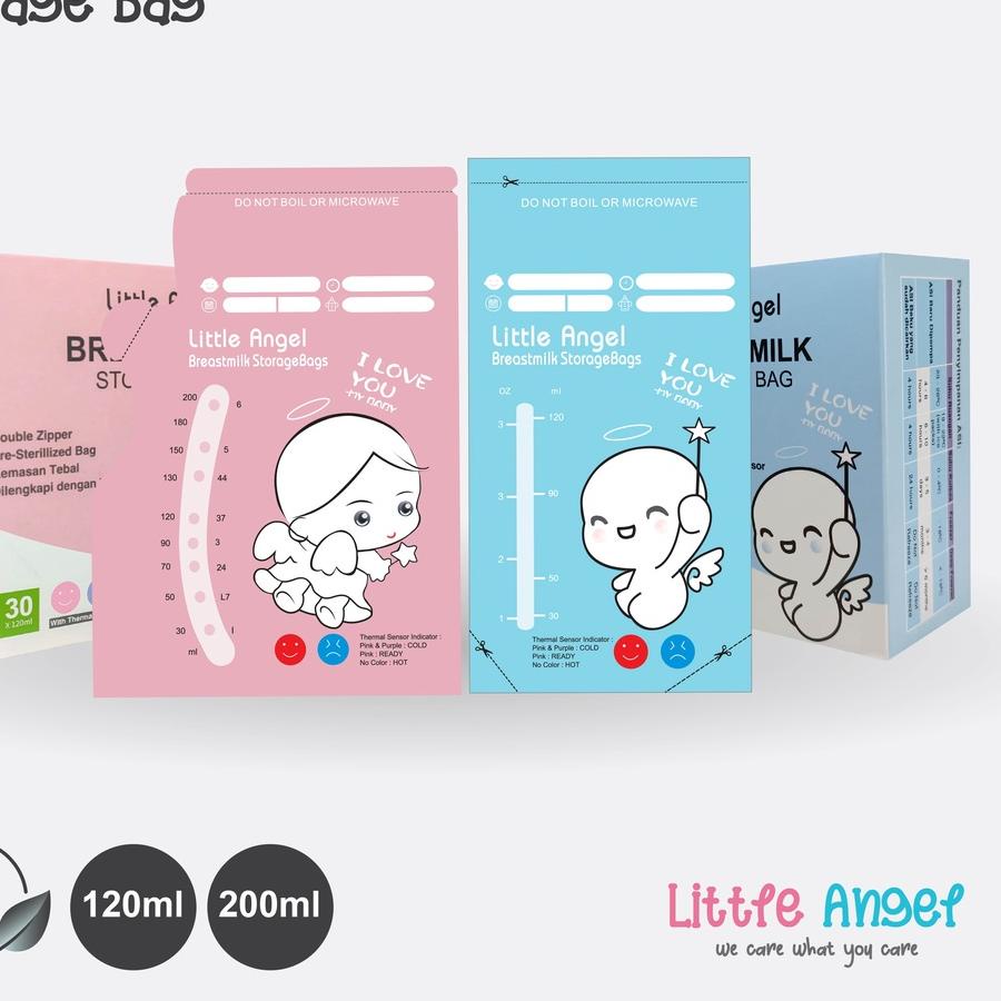 ➽ KANTONG ASI SUSU BAYI 200 ml LITTLE ANGEL BABY BREAST MILK Storage Bag Sensor Thermal 30pcs ASIP ⅍