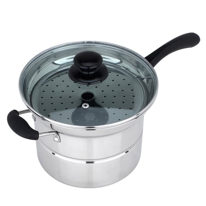 Panci Deep Fryer Stainless Multifungsi - 22 cm 3 in1 Bisa untuk Menggoreng, Merebus, dan Mengukus