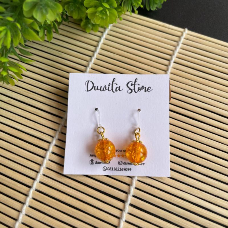 HANDMADE ANTING ANAK/DEWASA KAITAN PLASTIK MOTIF MUTIARA RETAK GOLD