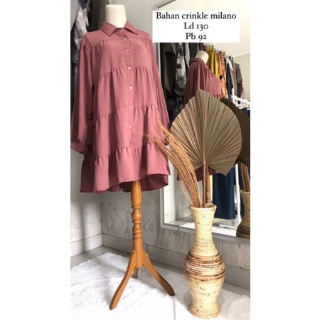 TUNIK BAHAN CRINKLE MILANO IMPORT PREMIUM