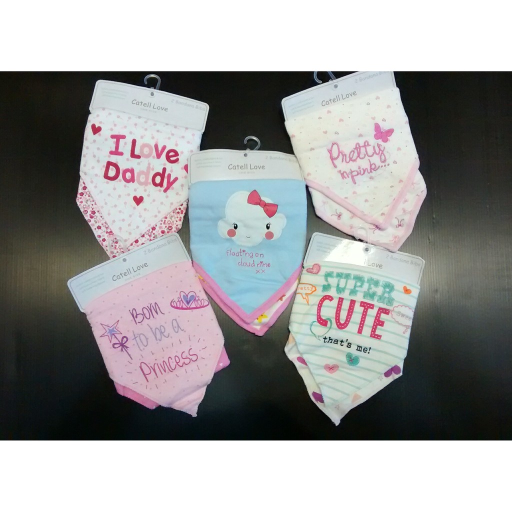 Slaber Segitiga Catell Love Bandana Bibs Isi 2