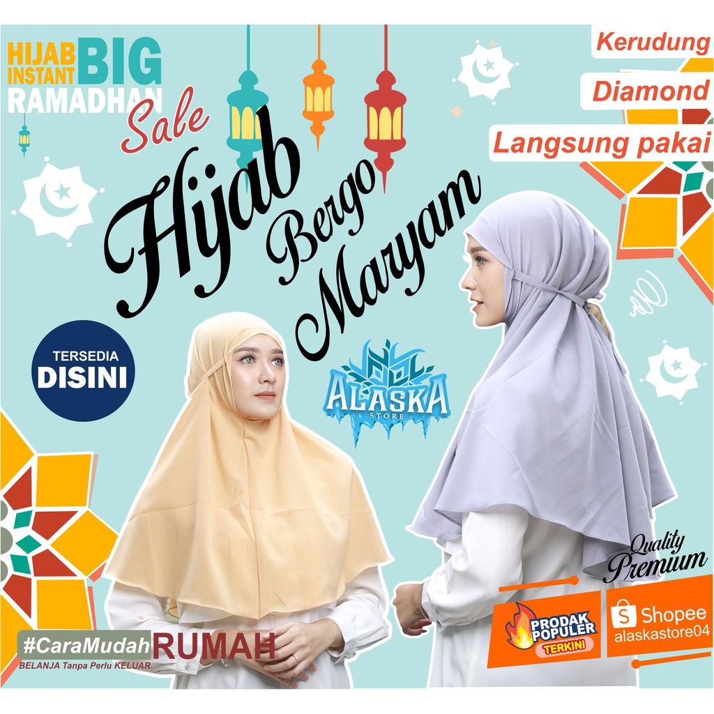 MURAH Kerudung Bergo Maryam  Instant Hijab Diamond 