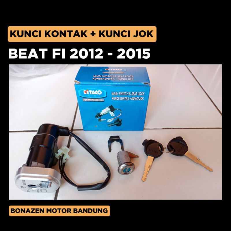 Kunci Kontak + Konci Jok Beat FI 2012 2013 2014 2015 / 1 set Keyset Dudukan Starter Assy / Kitaco