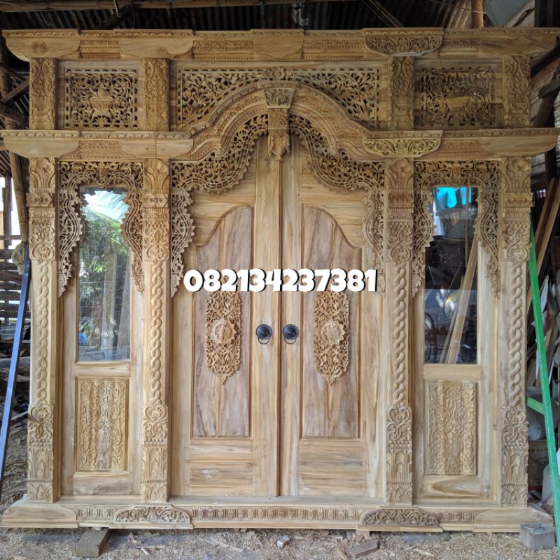 Gebyok Ukir Minimalis | Pintu Gebyok | Jendela Kaca | Kusen Pintu Ukir | Gebyok Dadung 3 Meter