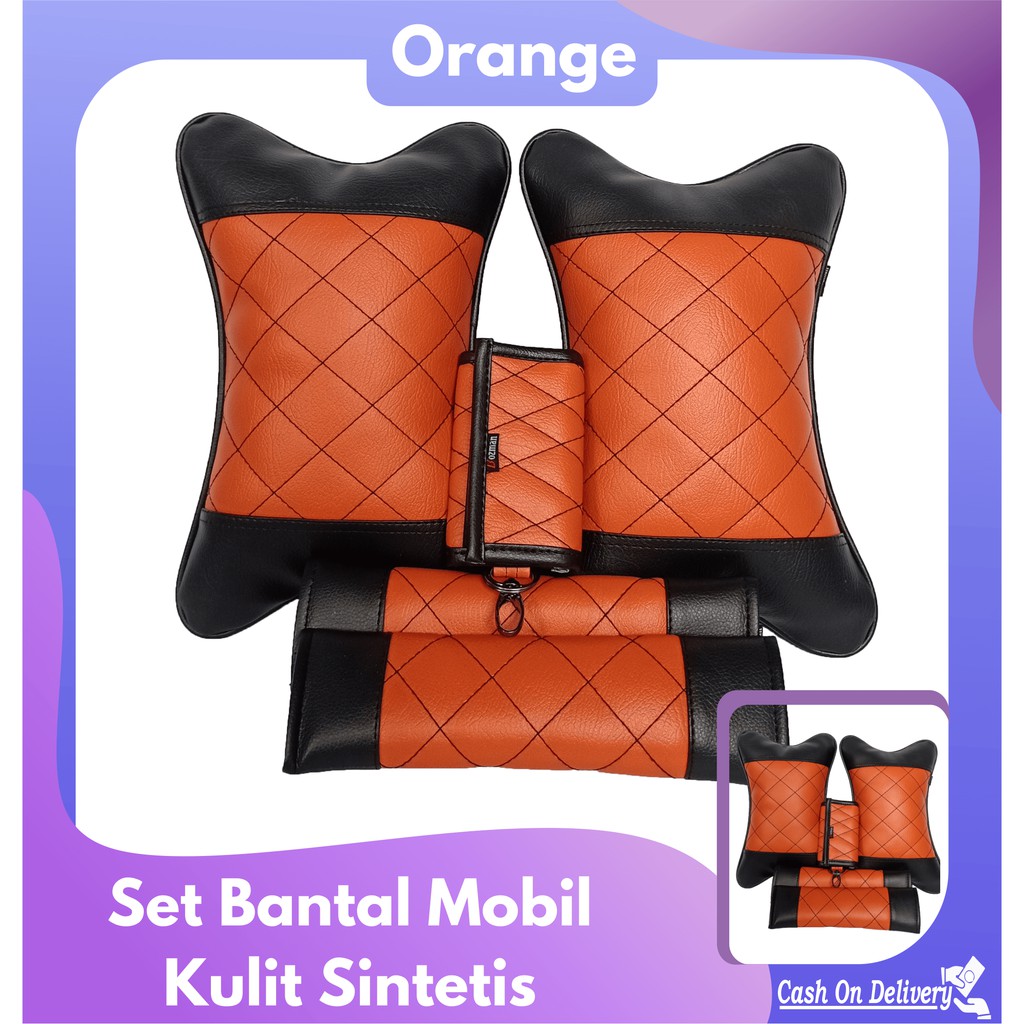 Set Bantal Mobil Premium 3 in 1 isi 2 bantal mobil 2 seatbelt dan 1 dompet stnk