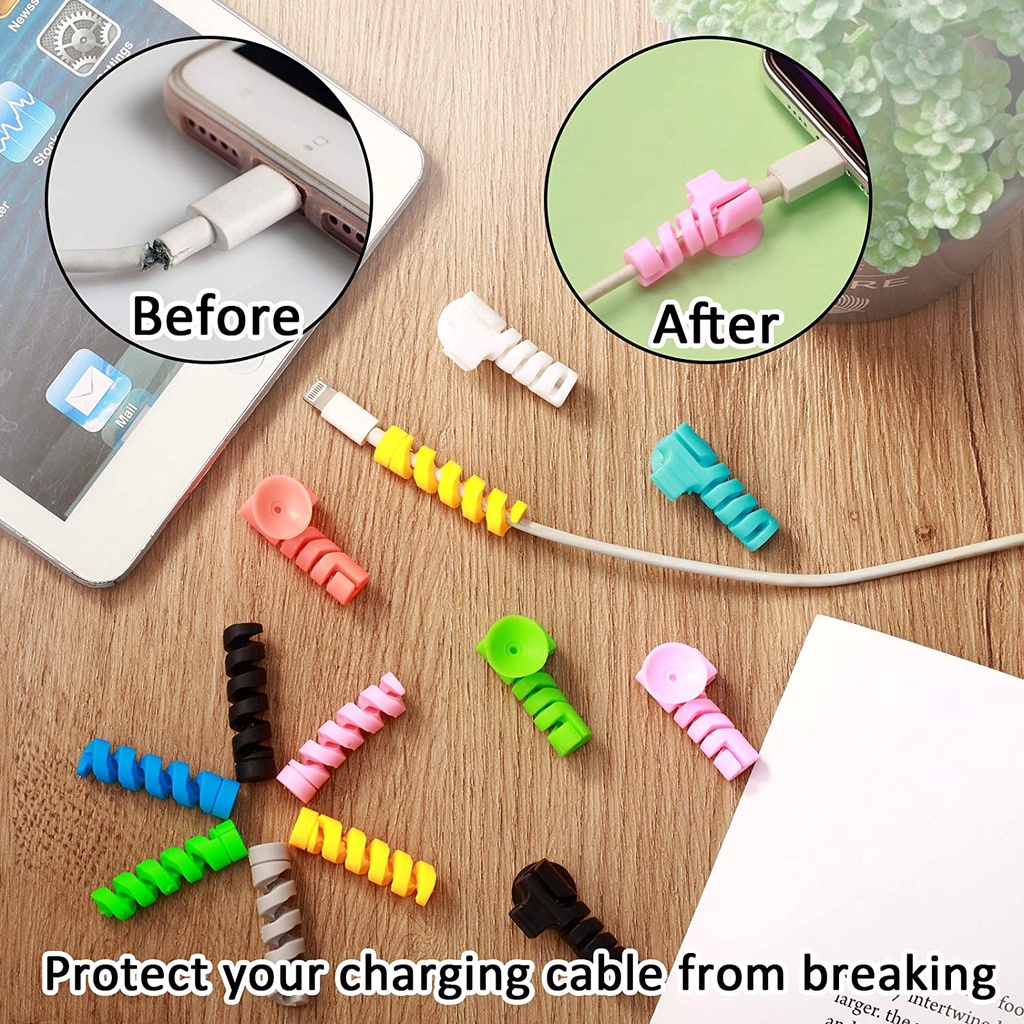 1pc Pelindung Kabel Data / Charger / Earphone Universal Bentuk Spiral Bahan Silikon Anti Rusak