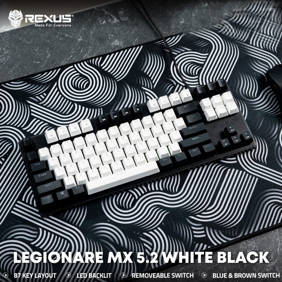 Keyboard gaming rexus legionare mechanical wired usb rgb tkl 87 key Rx mx5.2 - Keypad Mx 5.2