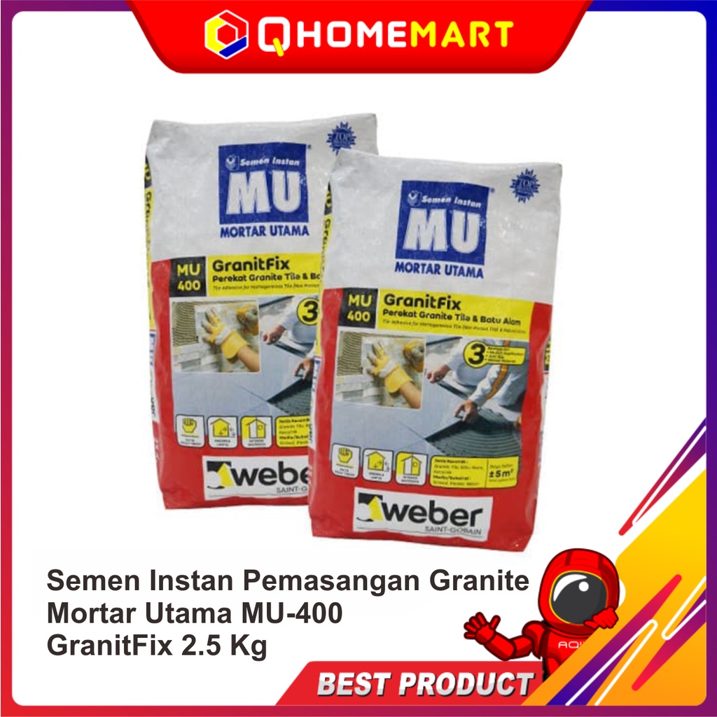 Semen Instan Pemasangan Granite Mortar Utama MU-400 GranitFix 25 Kg
