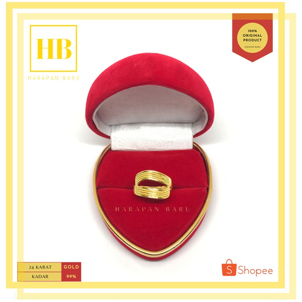 Cincin Emas 24 Karat 99% - Half Moon | Cincin Kawin, Model Bulan Sabit