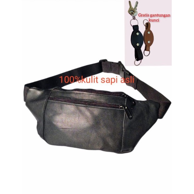 Tas selempang kulit asli garut sukaregang tas slingbag kulit sapi asli Waistbag Pria asli Kulit Sapi