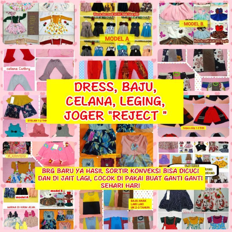 ❤RIJEK❤ BAJU ANAK Uk 1-7 tahun LAKI DAN PEREMPUAN BAJU HASIL SORTIRAN KONVEKSI BRG BARU LAYAK PAKAI