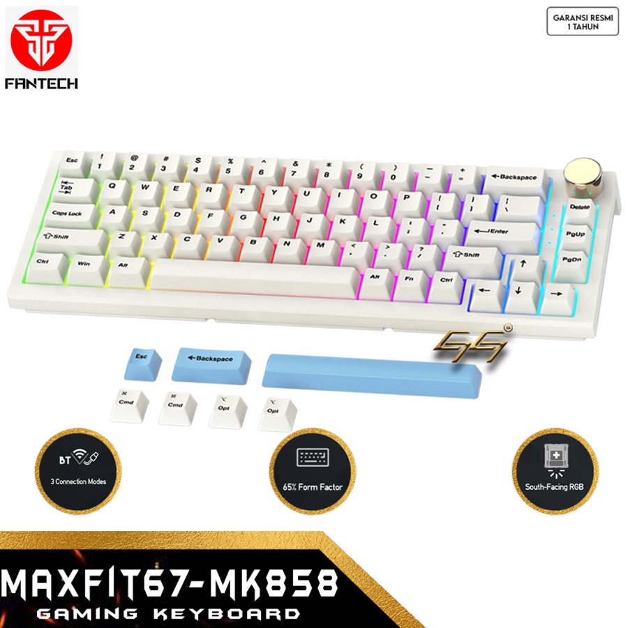 Keyboard Gaming Wireless Mechanical RGB Fantech MAXFIT67 MK858 Hotswapable Wireless RGB Mechanical Gaming Keyboard