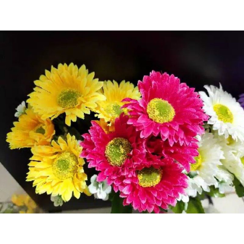 Bunga Gerbera x5 Artificial Dekorasi Hiasan Rumah Plastik Palsu