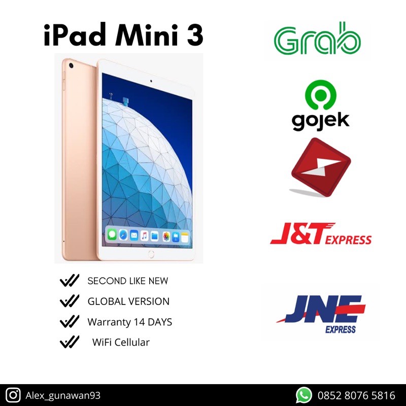 ipad mini 3 wifi cell second original