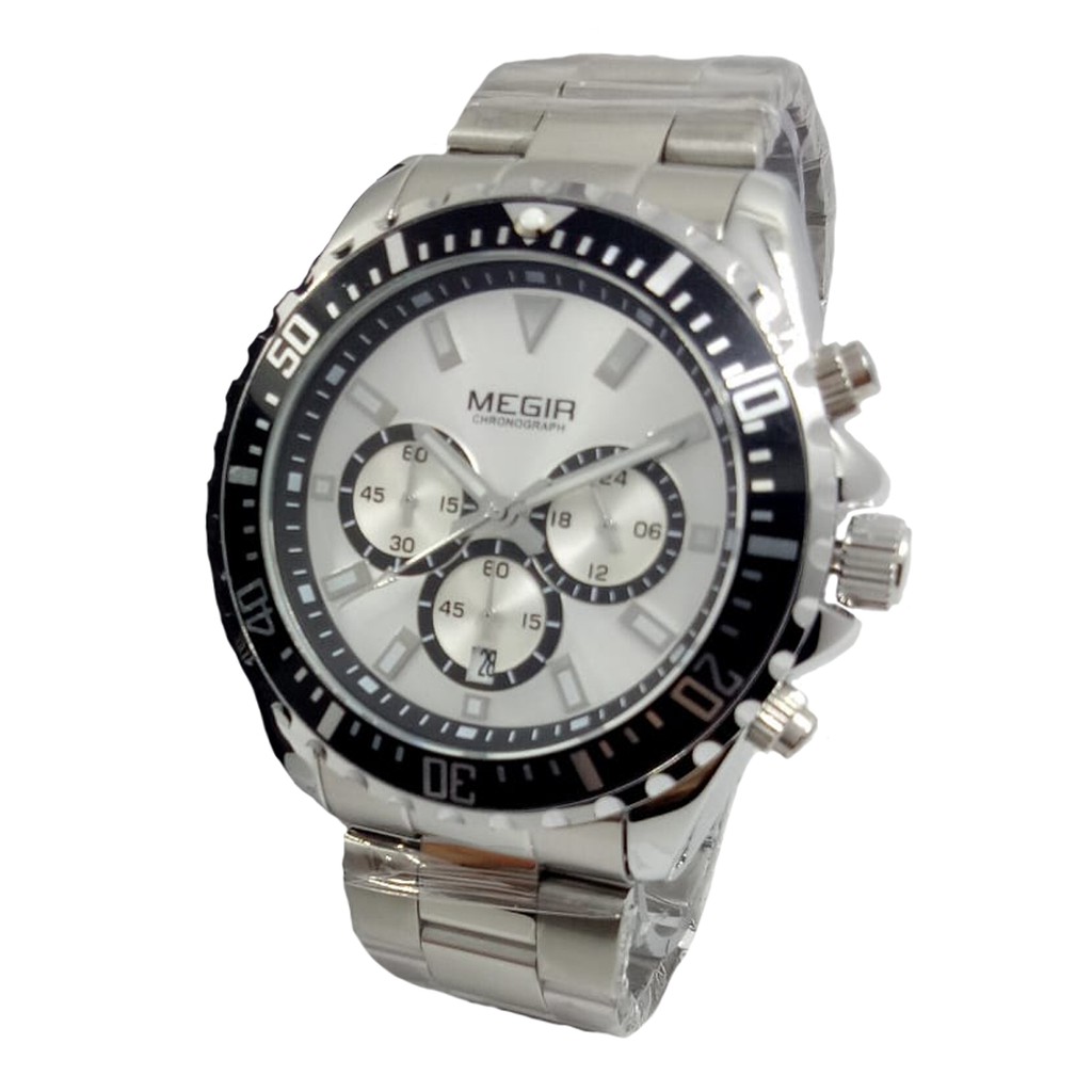 Megir 2064 - Jam Tangan Pria Murah - Anti Air - Rantai Stainless - Original - Analog Quartz