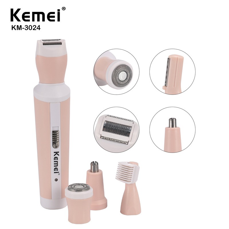 Kemei Km-3024 4 In 1 Alat Cukur Bulu Hidung Elektrik Untuk Wanita