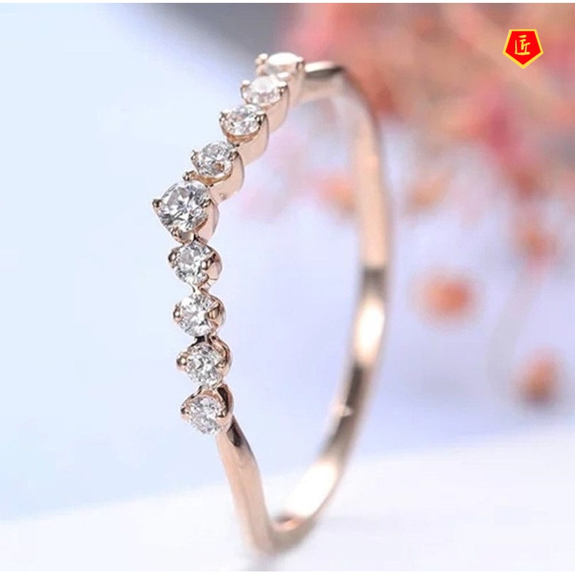 [Ready Stock]18K Rose Gold Diamond-Studded Ring Fashion