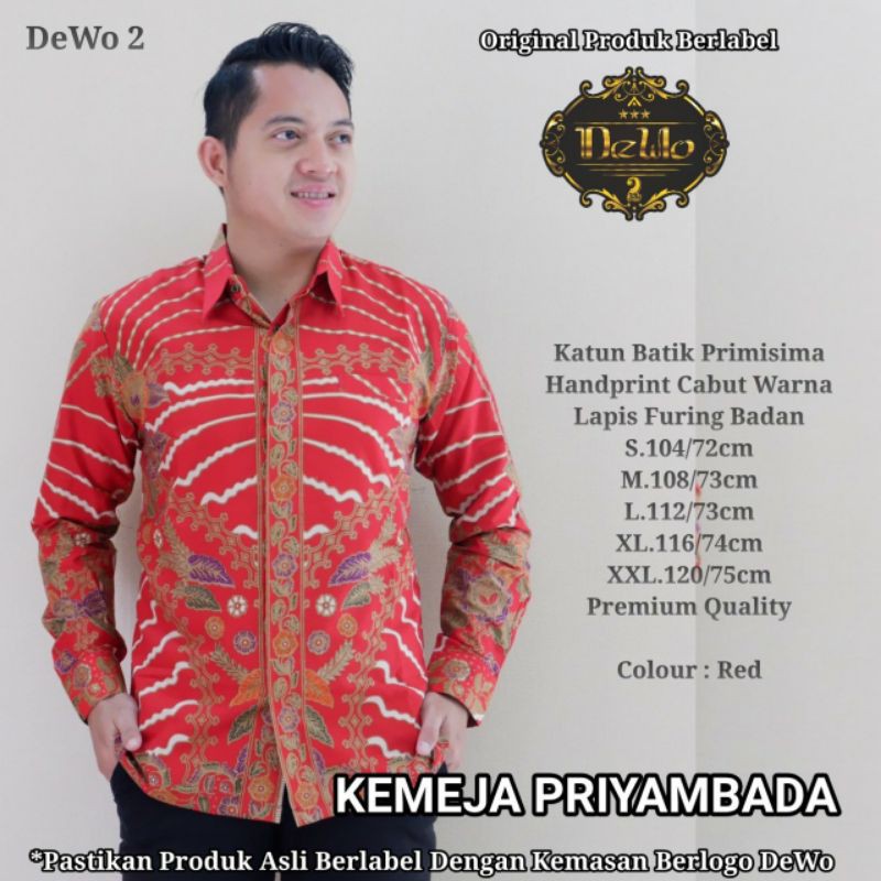 Batik Slimfit Warna Merah Kemeja Batik Slimfit Pria Terbaru Baju Batik Slimfit Merah PRYAMBADA