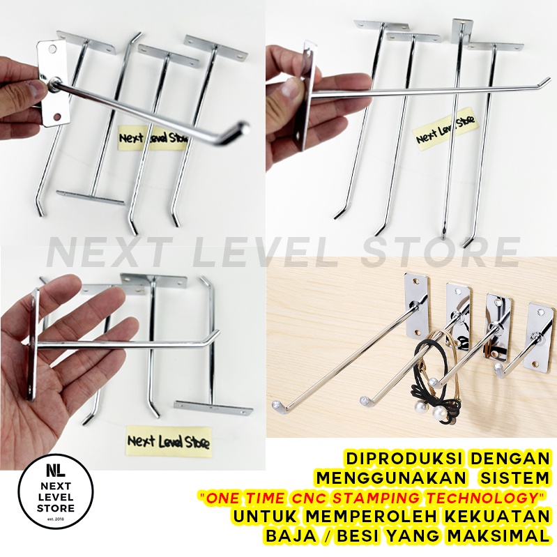 Wall Hook 10 15 20 25 30 CM Tebal 6mm - FREE 2 MUR - Cantolan Display