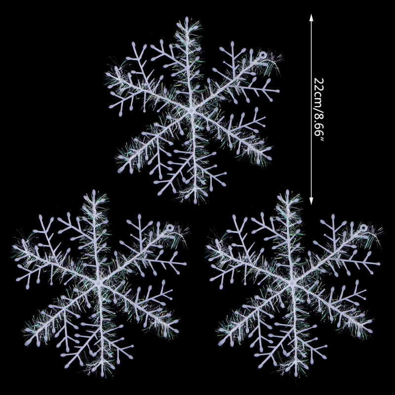 Zzz 3pcs Ornamen Snowflake Putih Pohon Natal Deco Festival Decortion