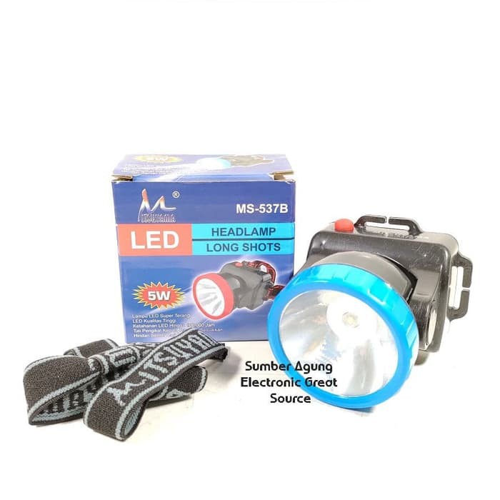 Mitsuyama Senter Kepala MS537B 537 MS537 5W Headlamp Long Shots Batera