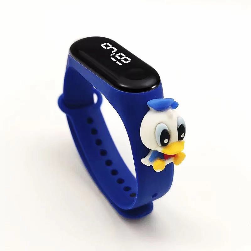 Jam Tangan Elektronik Led Motif Kartun Mickey Pikachu Bahan Silikon Untuk Anak / Jam Tangan Karakter-38-5 #1 Donald Blue