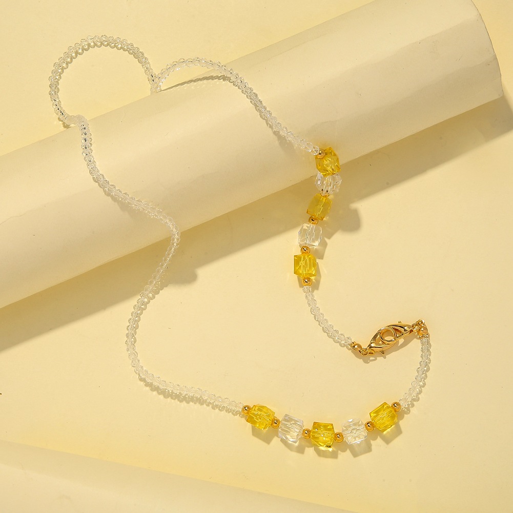 Korean Fashion Water Cube Transparent Crystal Rice Bead Mask Chain