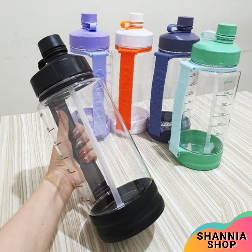 H9229 Botol Minum COURAGE 2.000ML Tumbler Sedotan Besar 2 Liter