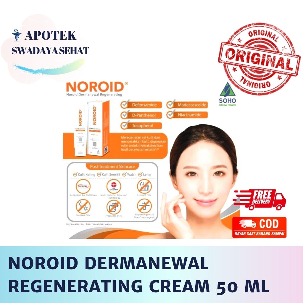 NOROID Dermanewal Regenerating Cream 50 ML - Krim Pemulihan Kulit Pasca Treatment Kecantikan Perawatan