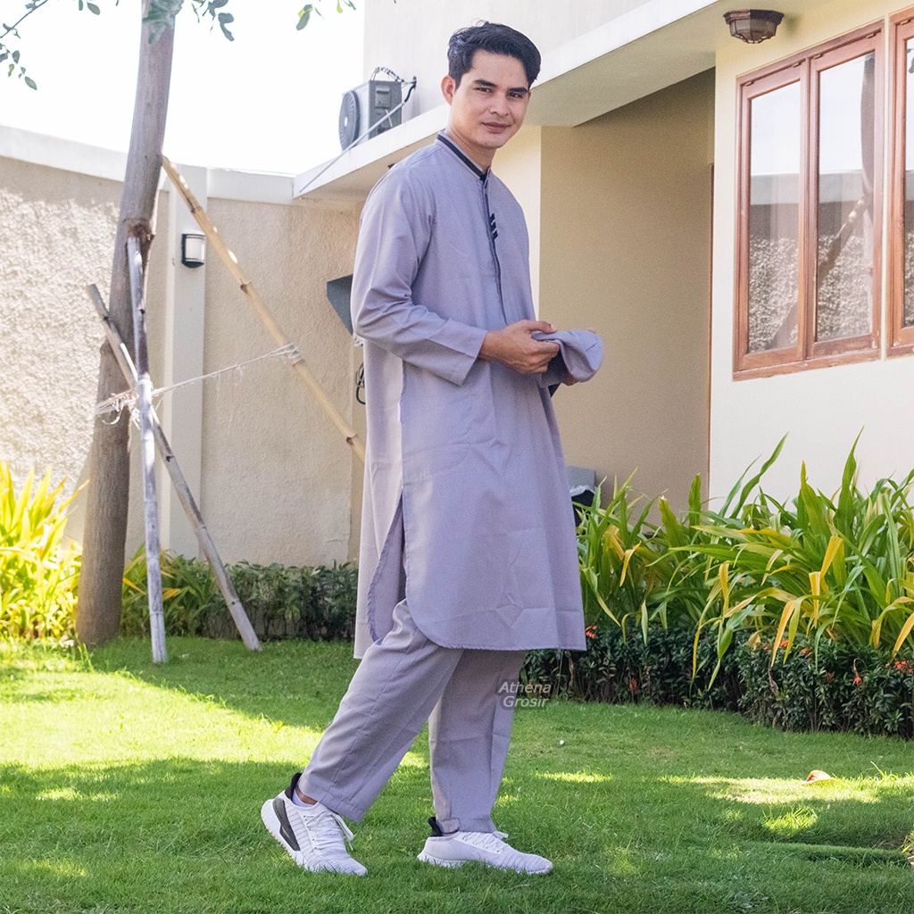 Setelan Koko Baju Pria Muslim Kurta Turki Remaja Dewasa Lengan Panjang PASHA