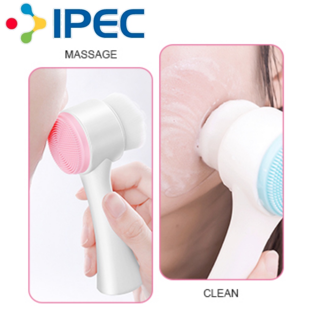 Alat Cuci Muka 2in1 3D Silicon Brush Facial Kuas Pembersih Wajah Cleansing Silikon Bulu Halus