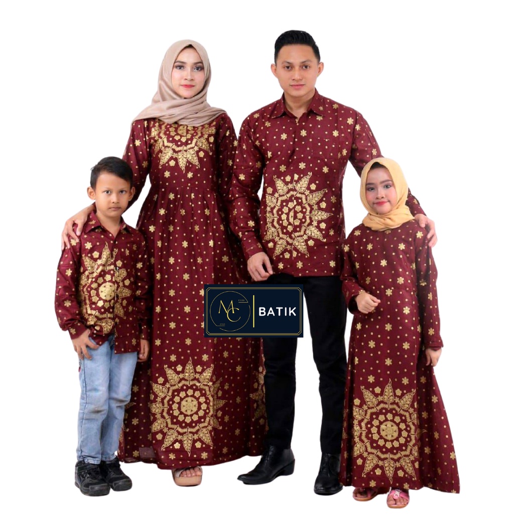 MCbatik Set Pakaian Keluarga (New Arrival) |Set Pakaian Batik Keluarga Bahagia Motif Prada Merah