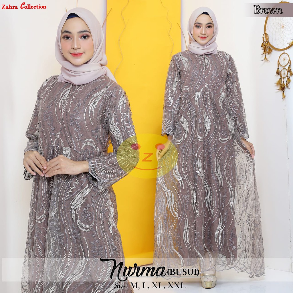 PROMO ABAYA TULLE MUTIARA BORDIR NURMA