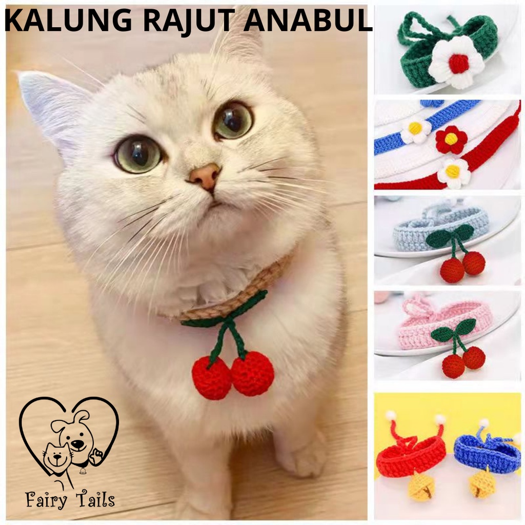 Kalung Rajut Bahan Wol Lembut Untuk Anabul Anjing dan Kucing Stylish dan Nyaman / Aksesoris Baju Kalung Anabul / Pet Necklace for Dog and Cat