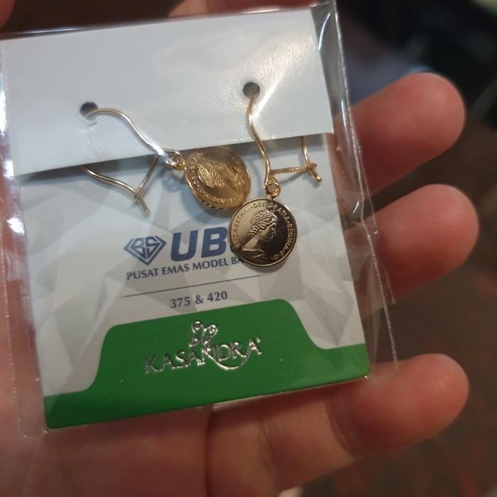 Big Promo Terbaru Gwigeol | Anting Tusuk Gantung Koin Elizabeth Gold Emas Asli 375 Putih Murah Ubs