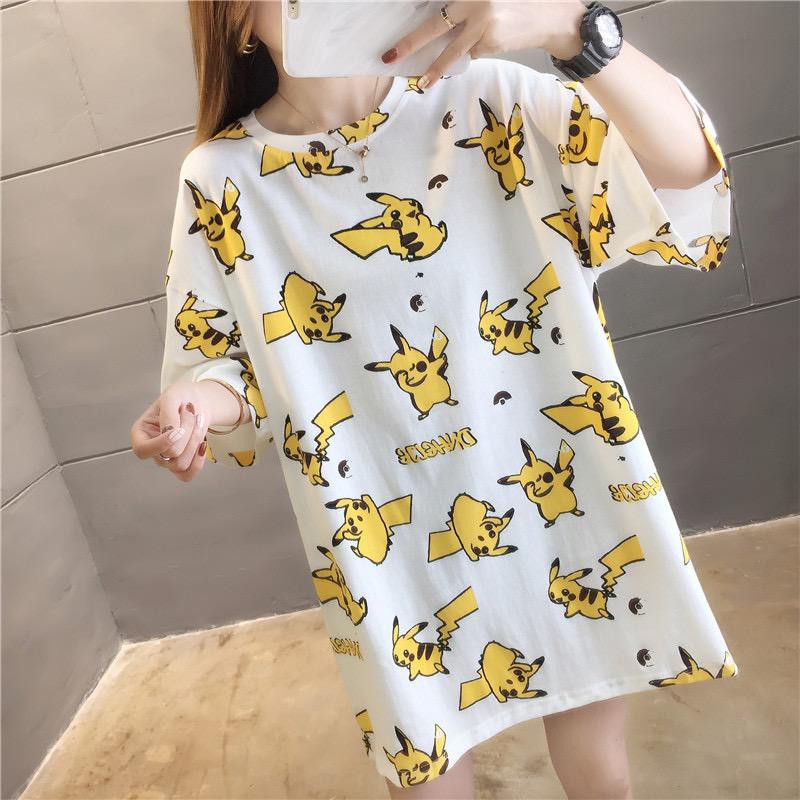 Oversize Tee Tshirt   Wanita Model Longgar Motif Pikachu