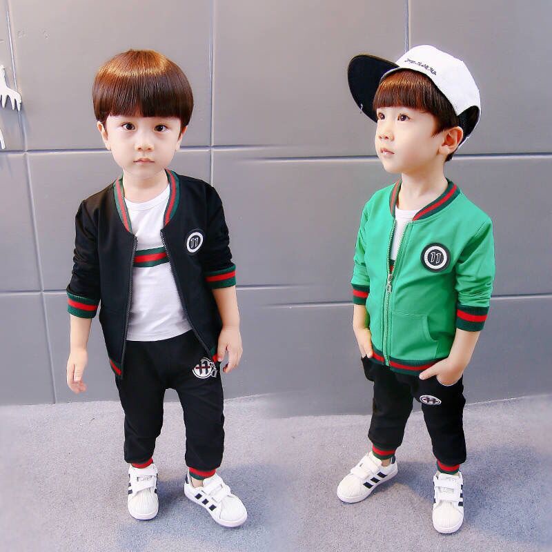 SSL33-Setelan Set 3in1 Anak Laki Laki Tshirt+Celana+Jaket Garis