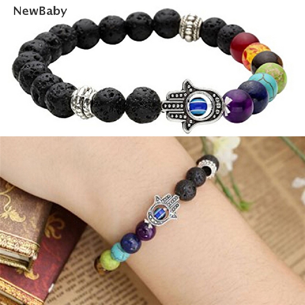 Gelang Tangan Batu Lava Kristal Chakra Reiki Healing Balancing Untuk Wanita