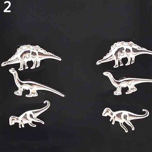 Hu Hu Hu Hu Hu Alat Bantu Pasang Kacamata♡ 3 Pasang Anting Stud Tindik Bentuk Hewan Dinosaurus Gaya Vintage Punk Untuk Wanita