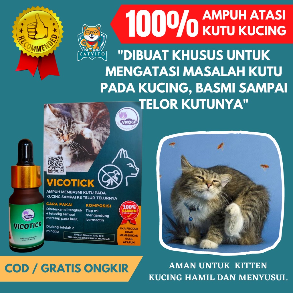 Obat Kutu Kucing VICOTICK Ampuh Basmi Kutu Aman Untuk Kitten Manjur Basmi Kutu Sampai Telor Bisa Untuk kucing Hamil Menyusui Anti Kutu tetes