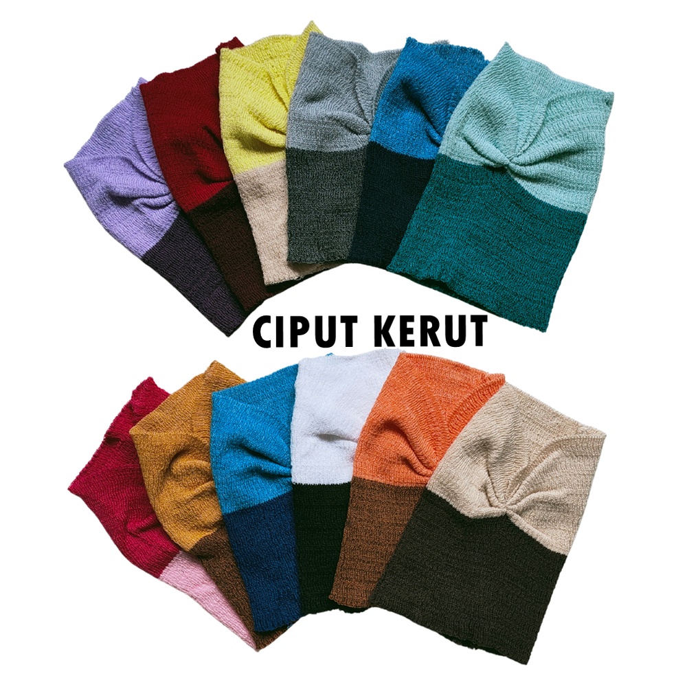 Bandana Ciput Rajut Kerut Risty Tagor Inner Hijab Kombinasi