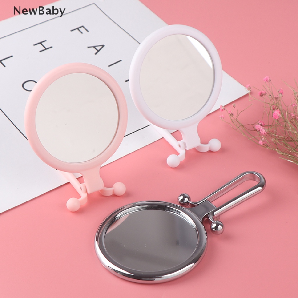 Newbaby Cermin Genggam Lipat Dua Sisi Dengan Kaca Pembesar 5 / 10X Untuk Travel