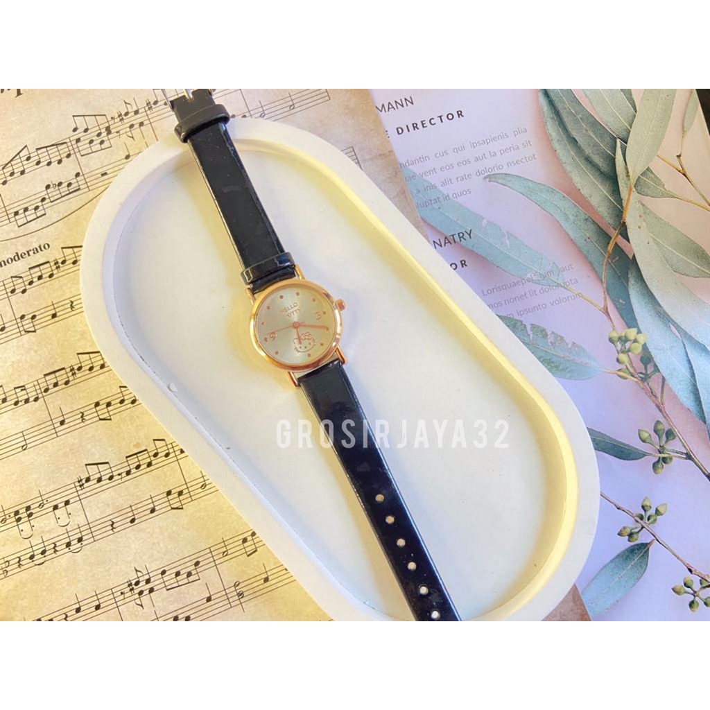 Jam Tangan Kitty Wanita Analog Quartz Dengan Strap Kaleb Fashion Korean Import