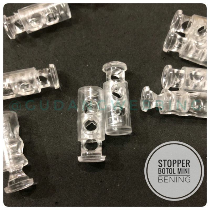 Stopper Tali 2 lubang - stopper botol mini bening 9mm