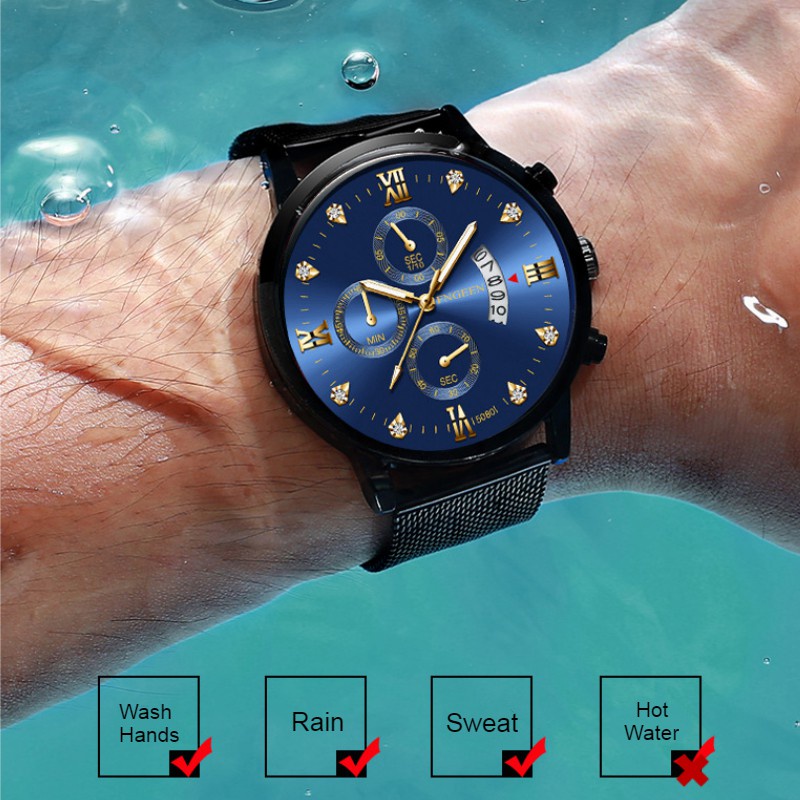 ✅COD Jam Tangan Pria Original Luxury Full Steel Sport Quartz  Business Waterproof Casual Watch (FreeBOX+Kartu) hopee Deleted  26/03/2