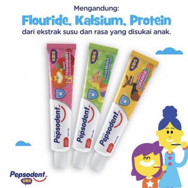 Pepsodent Kids Toothpaste 50g / Pasta Gigi Bayi Anak / Odol Anak Bayi