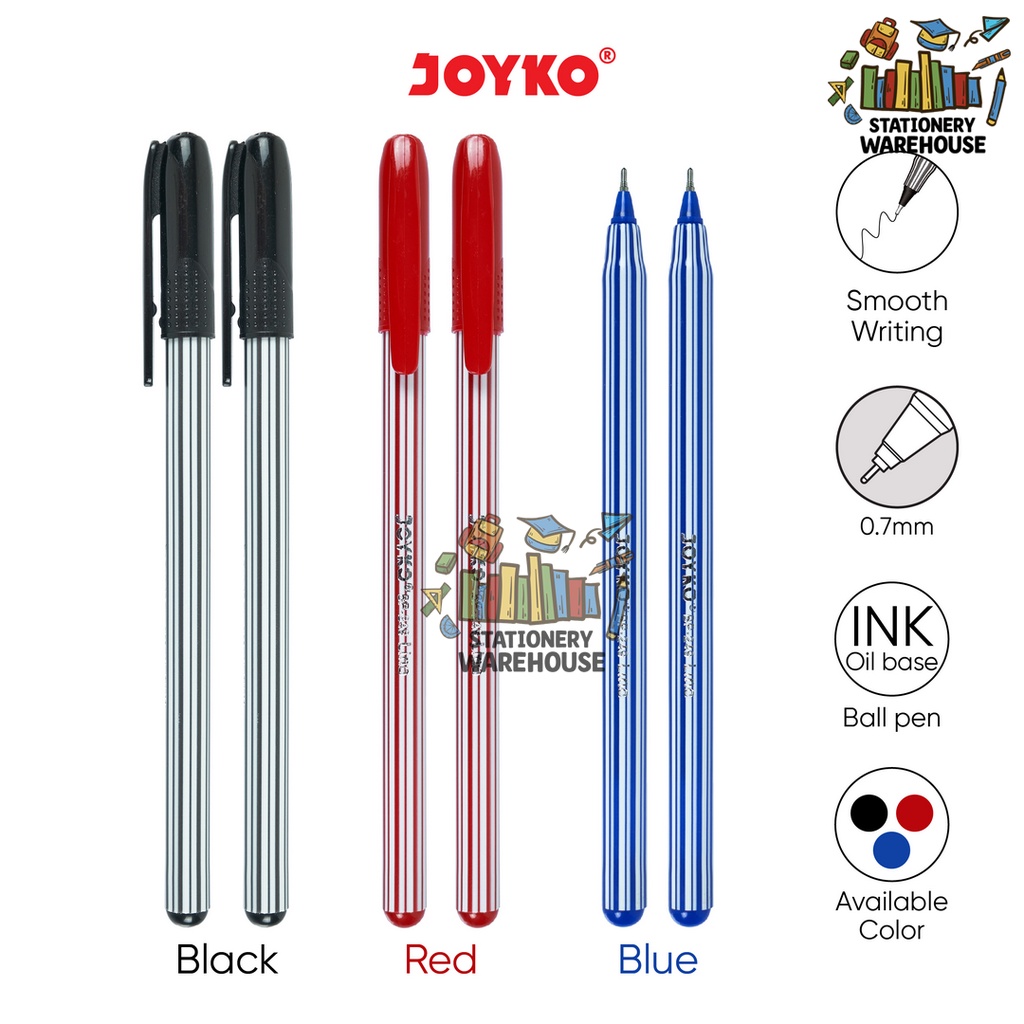 

Ball Pen / Pulpen / Pena Joyko BP-249 / 12 PCS / Lino / 0.7 mm Hitam Biru dan Merah