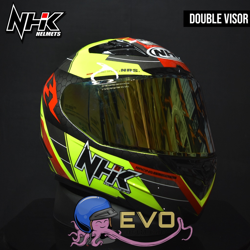 NHK RX9 NAVY PAKET GANTENG NHK NAVY SE GRAPHIC YELLOW FLUO ORIGINAL - HELM NHK RX9 PAKET IRIDIUM