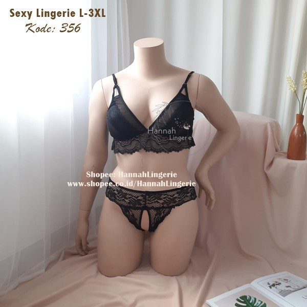 XL-XXL Bra Set Open Croth Bagian V Terbuka by Hannah Lingerie Original Kado Ulang Tahun Pernikahan Suami Istri L XL XXL 356